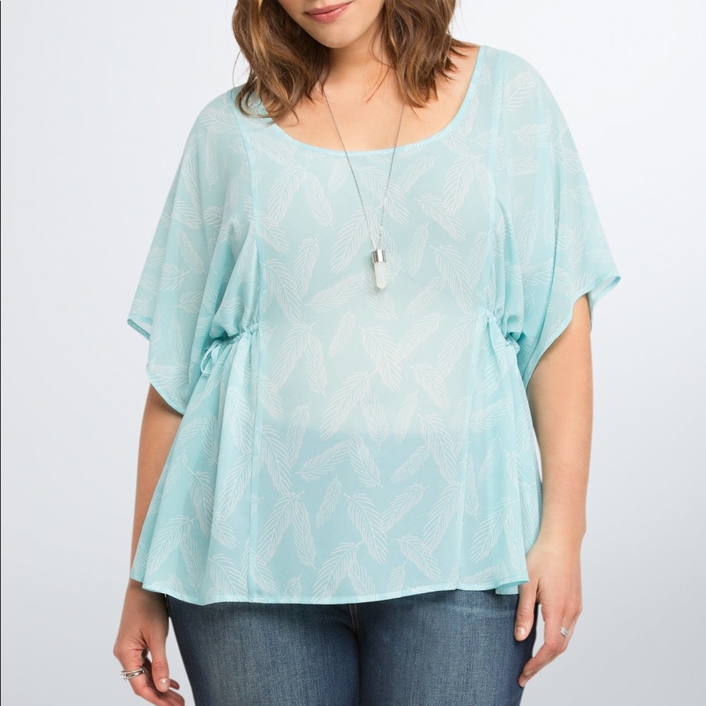 SOLD Torrid Feather Side Cinch Chiffon Top -Size 0